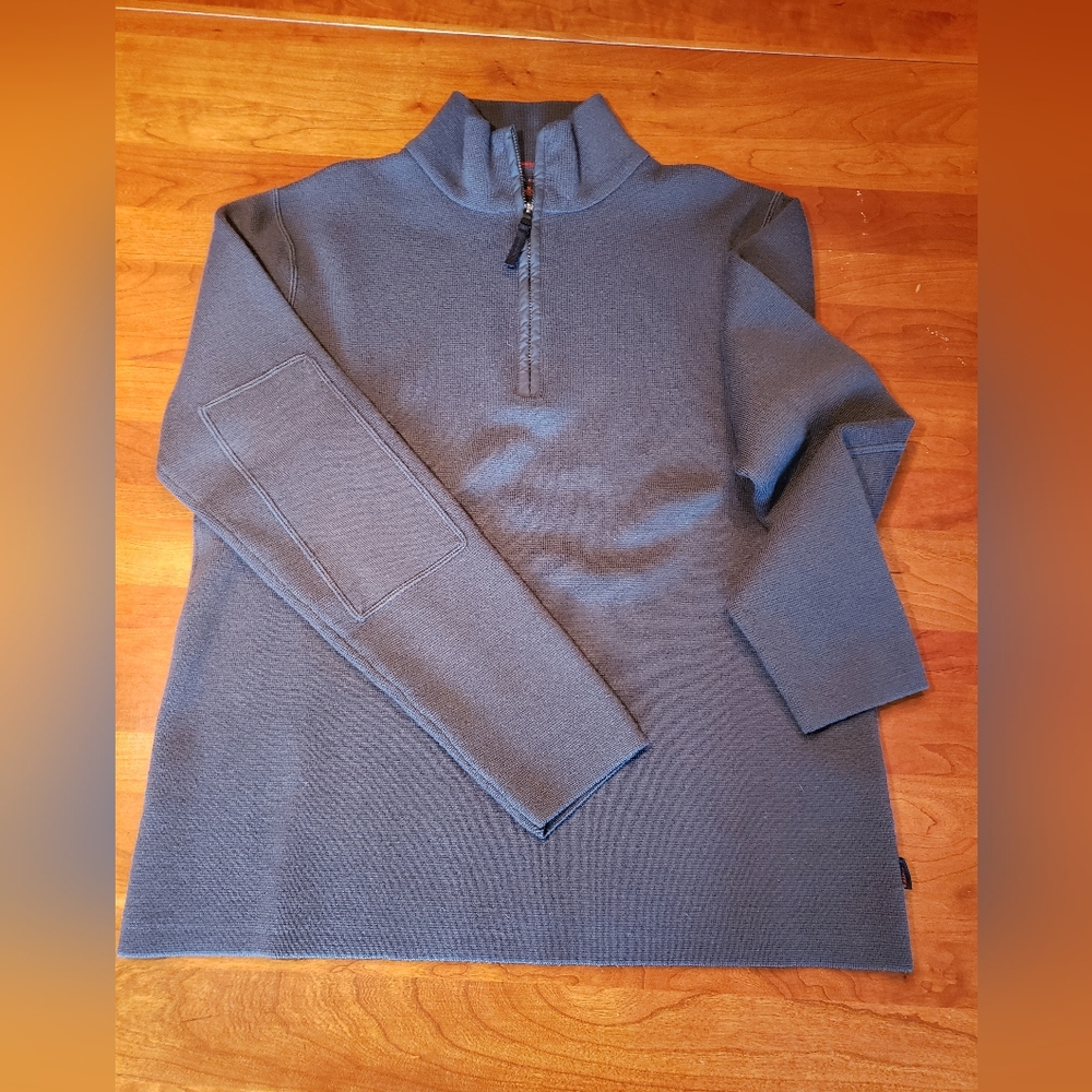 Banana Republic Men's Zip Polo Neck Pullover, Size M, grey.
